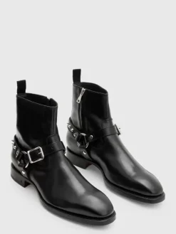 Boots|Leather Boots>John Varvatos REGENT HARNESS BOOT BLACK