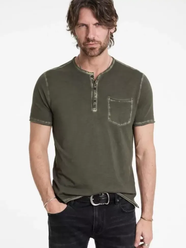 Tops>John Varvatos REX HENLEY DEEPOLIVE