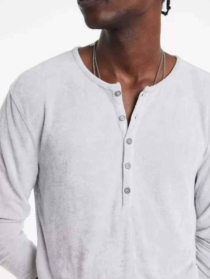 Henleys>John Varvatos ROSARIO HENLEY CHARCOAL/TURTLEDOVE