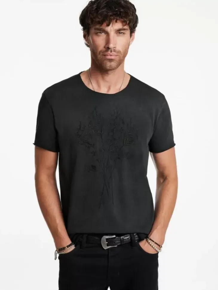 Graphic Tees>John Varvatos ROSES TEE BLACK