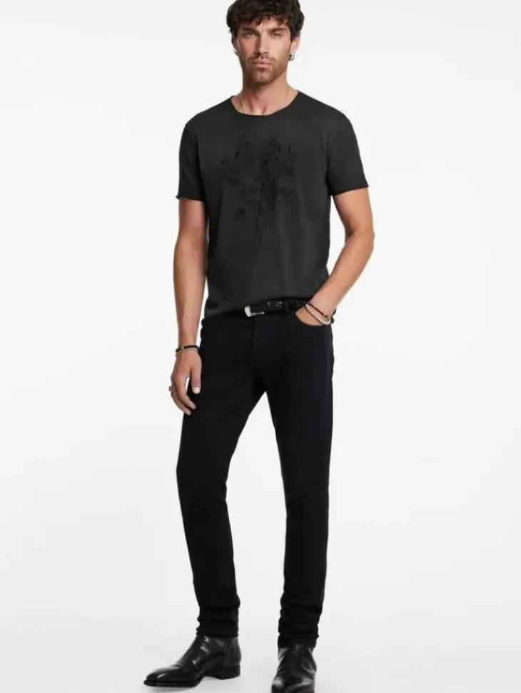 Graphic Tees>John Varvatos ROSES TEE BLACK