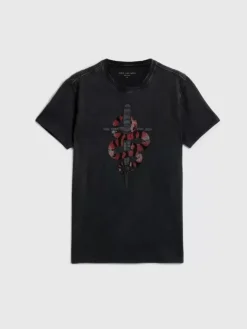 Graphic Tees>John Varvatos SNAKE AND DAGGER TEE BLACK