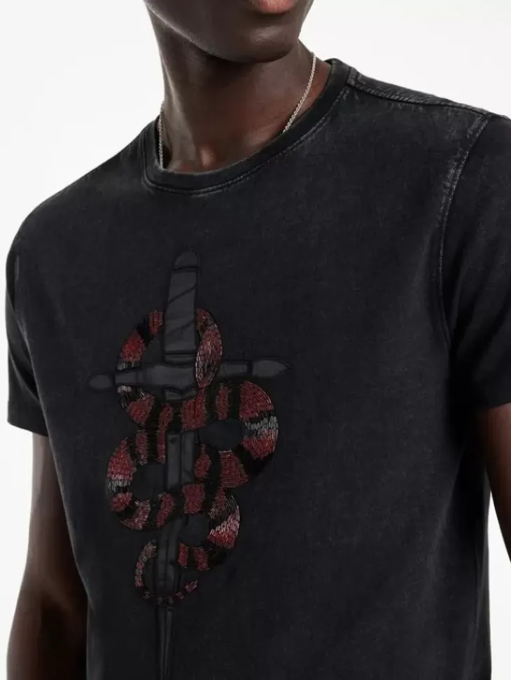 Graphic Tees>John Varvatos SNAKE AND DAGGER TEE BLACK
