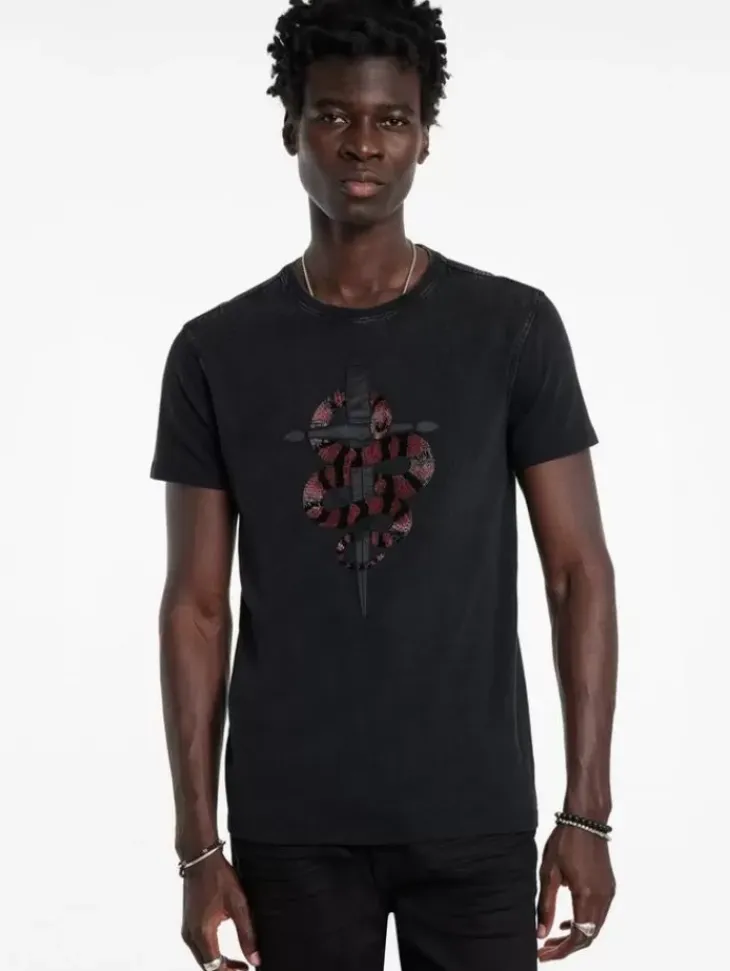 Graphic Tees>John Varvatos SNAKE AND DAGGER TEE BLACK