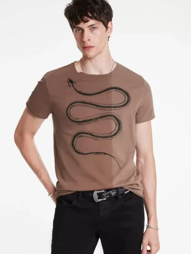 Graphic Tees>John Varvatos SNAKE BONES TEE MAUVEWOOD