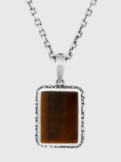 Jewelry>John Varvatos SNAKESKIN PENDANT NECKLACE BLACK