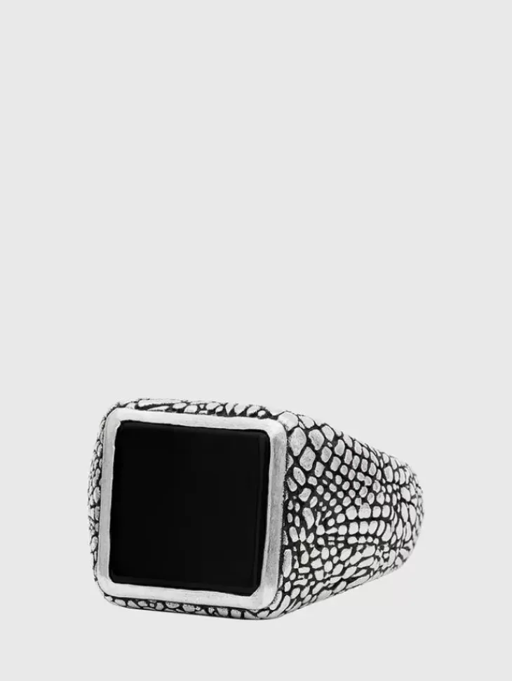 Jewelry>John Varvatos SNAKESKIN SIGNET STATEMENT RING NOCOLOR
