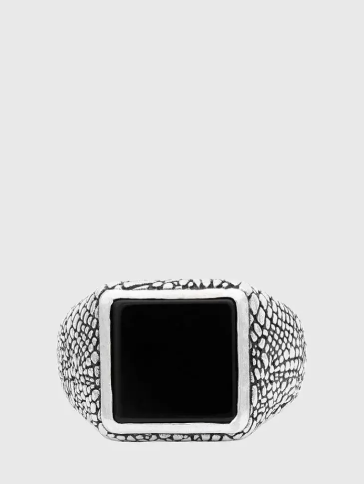 Jewelry>John Varvatos SNAKESKIN SIGNET STATEMENT RING NOCOLOR
