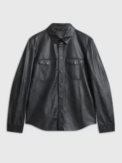 Coats And Jackets|Leather Jackets>John Varvatos TRAVIS SHIRT JACKET BLACK