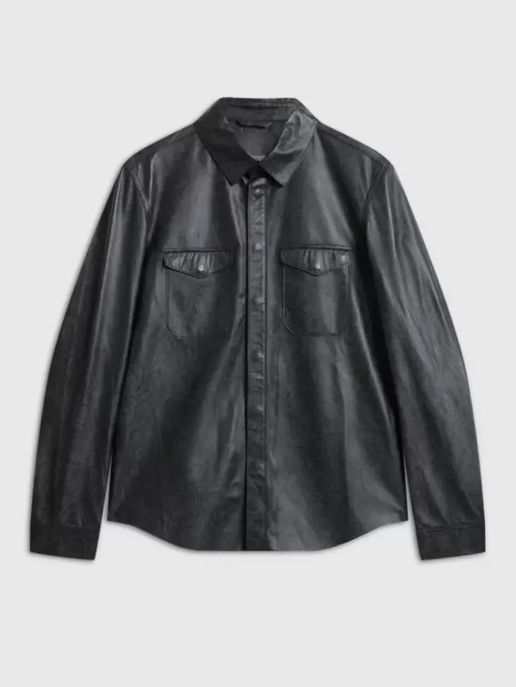 Coats And Jackets|Leather Jackets>John Varvatos TRAVIS SHIRT JACKET BLACK