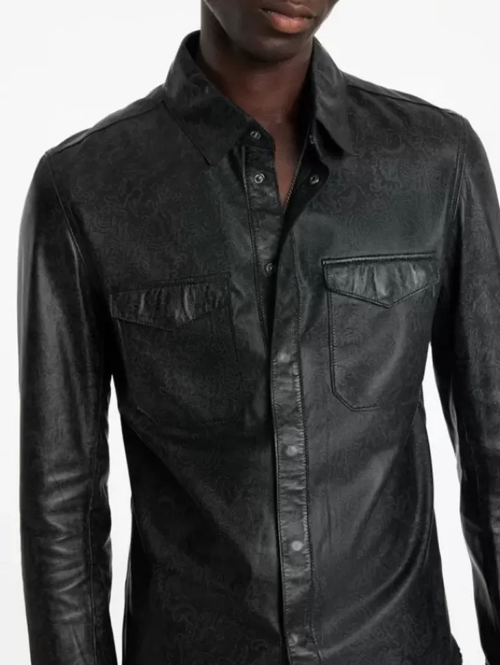 Coats And Jackets|Leather Jackets>John Varvatos TRAVIS SHIRT JACKET BLACK