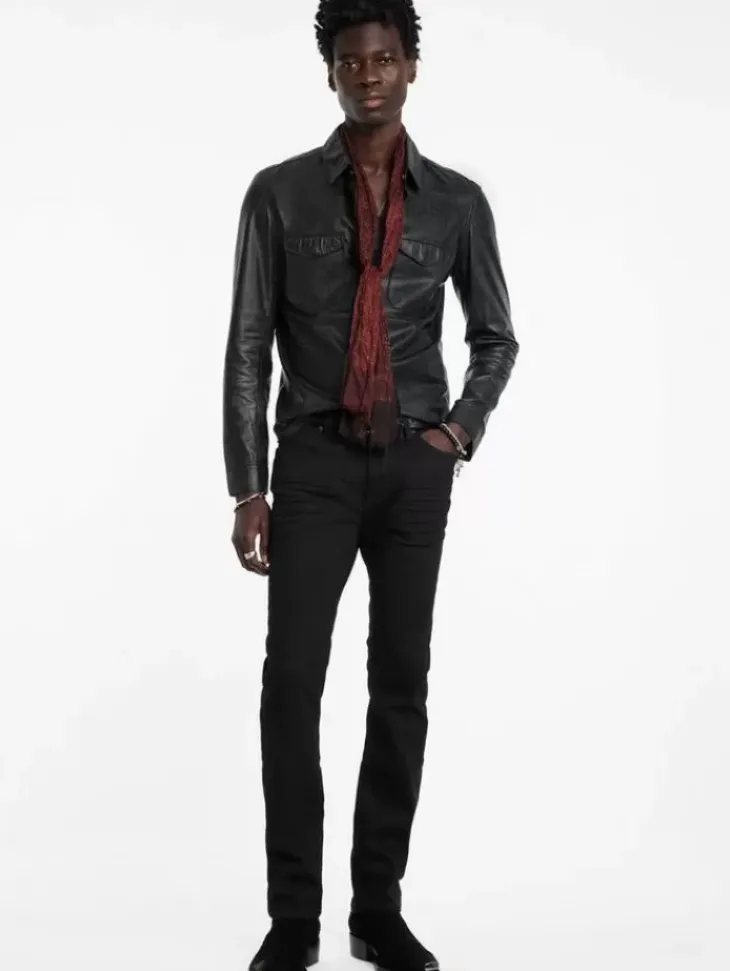 Coats And Jackets|Leather Jackets>John Varvatos TRAVIS SHIRT JACKET BLACK