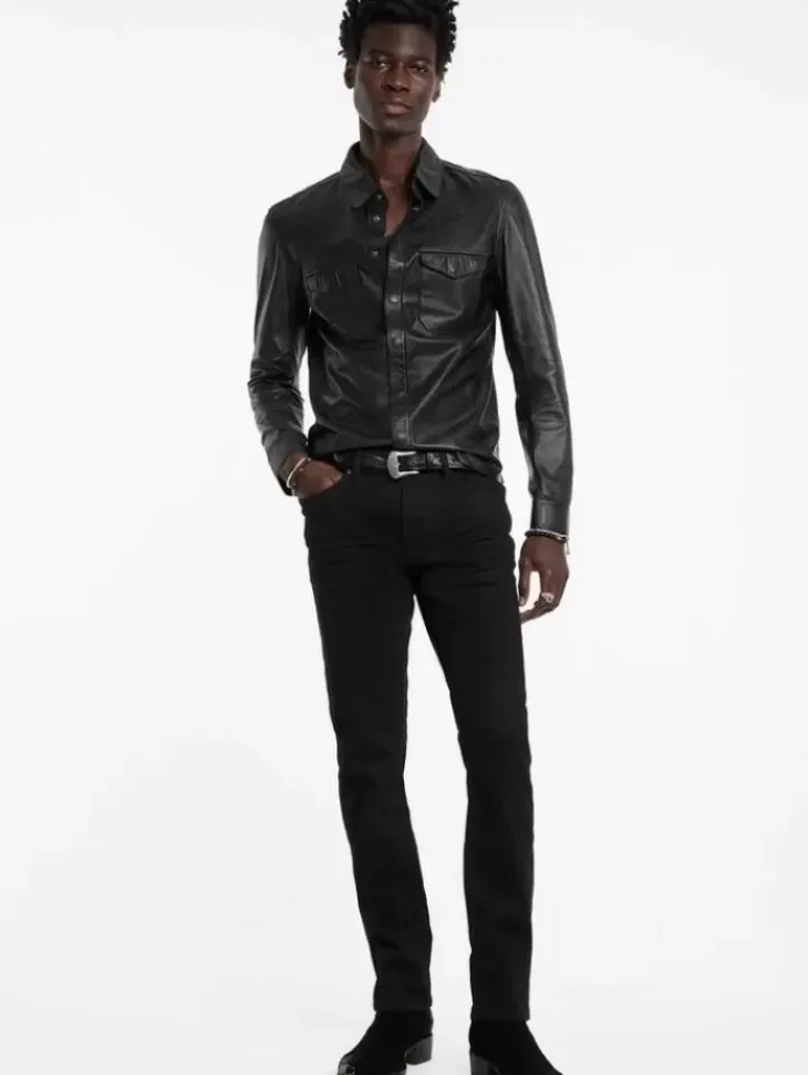 Coats And Jackets|Leather Jackets>John Varvatos TRAVIS SHIRT JACKET BLACK