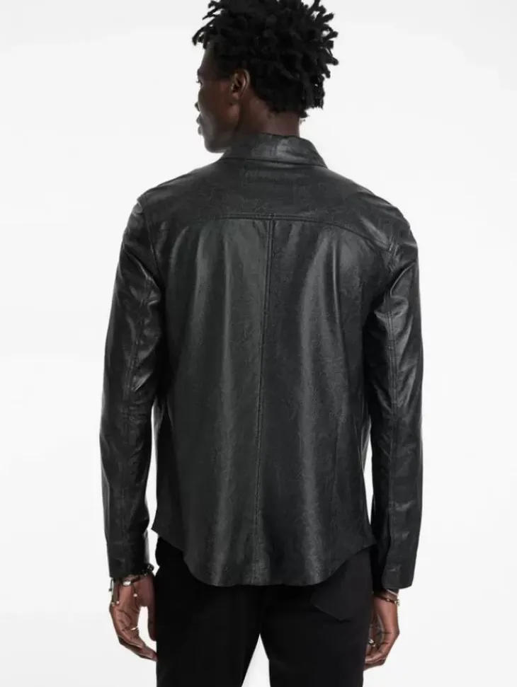 Coats And Jackets|Leather Jackets>John Varvatos TRAVIS SHIRT JACKET BLACK