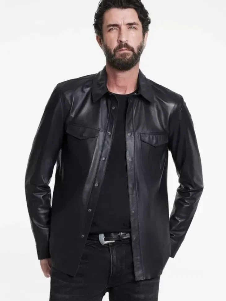 Coats And Jackets|Leather Jackets>John Varvatos TRAVIS SHIRT JACKET DARKBLUE