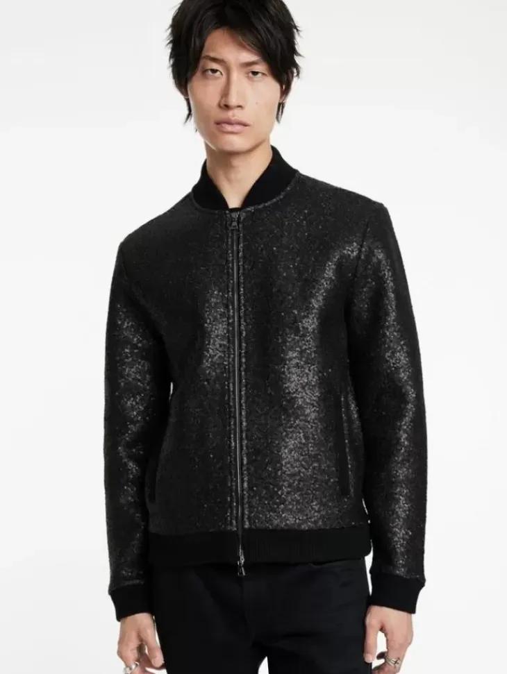 Coats And Jackets>John Varvatos VENETICO BASEBALL JACKET BLACK