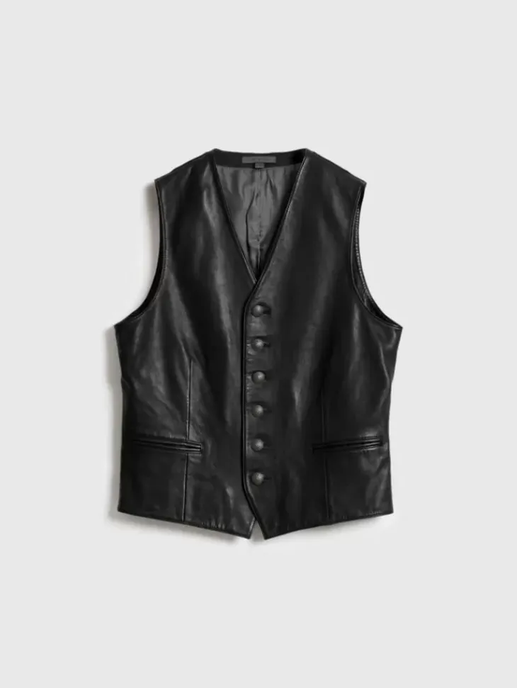 Coats And Jackets|Leather Jackets>John Varvatos VINNIE VEST BLACK