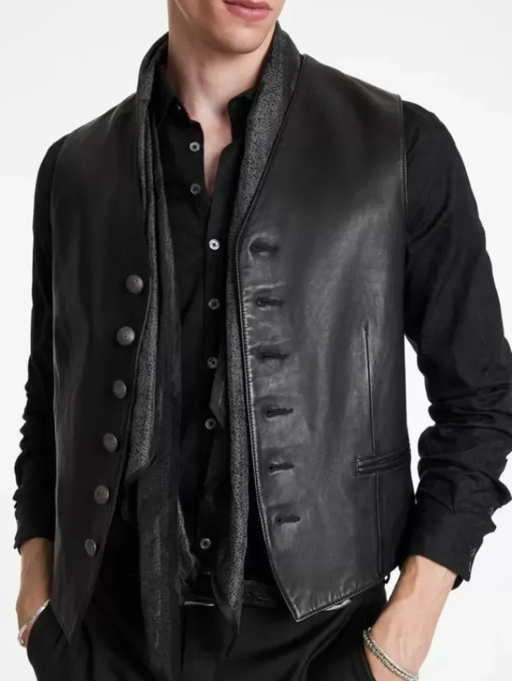 Coats And Jackets|Leather Jackets>John Varvatos VINNIE VEST BLACK