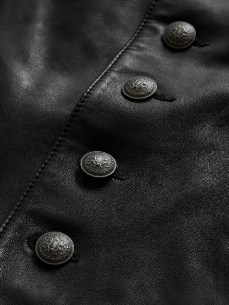 Coats And Jackets|Leather Jackets>John Varvatos VINNIE VEST BLACK