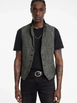 Leather & Outerwear|Tops>John Varvatos VISTA VEST DRILLOLIVE