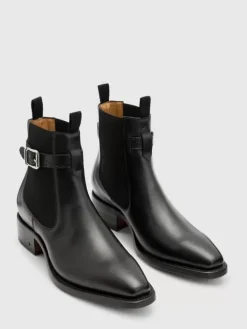 Boots|Leather Boots>John Varvatos WALKER BUCKLE CHELSEA BOOT BLACK
