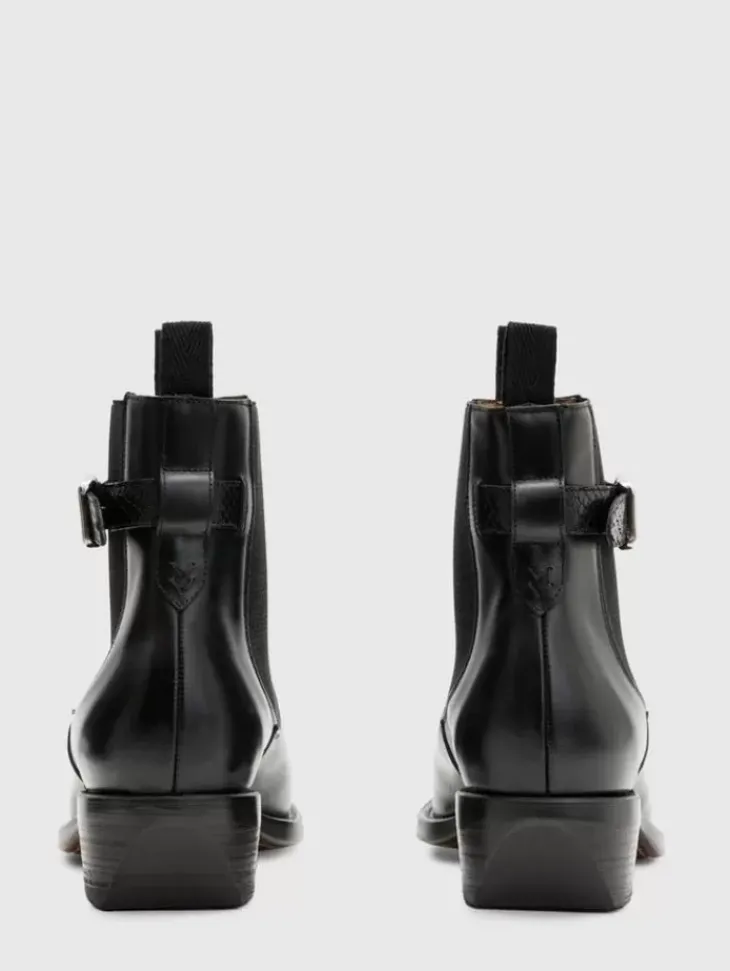 Boots|Leather Boots>John Varvatos WALKER BUCKLE CHELSEA BOOT BLACK