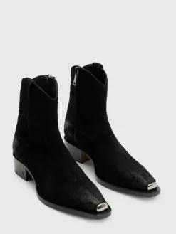 Boots|Leather Boots>John Varvatos WALKER TIPPED WESTERN BOOT BLACK