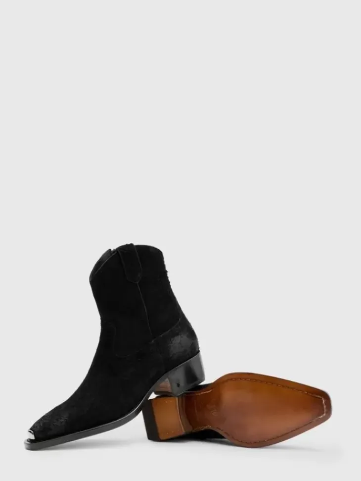 Boots|Leather Boots>John Varvatos WALKER TIPPED WESTERN BOOT BLACK