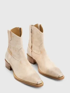 Boots|Leather Boots>John Varvatos WALKER TIPPED WESTERN BOOT GREY/TAN