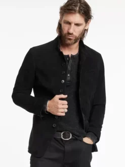 Leather Jackets|Leather Jackets>John Varvatos WOODWARD MULTIBUTTON JACKET BLACK