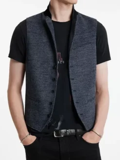 Leather & Outerwear|Tops>John Varvatos WOODWARD VEST NAVY