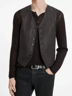 Leather & Outerwear|Tops>John Varvatos WOOSTER VEST CHOCOLATE
