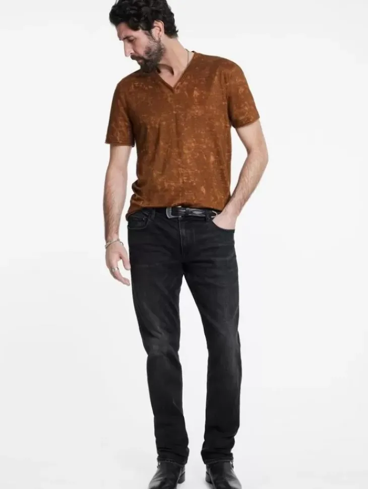 T-Shirts>John Varvatos WOOSTER V-NECK FLAXHEATHER