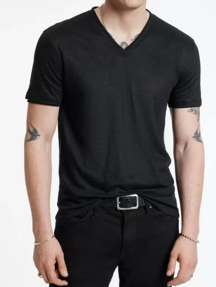 T-Shirts>John Varvatos WOOSTER V-NECK BLACK