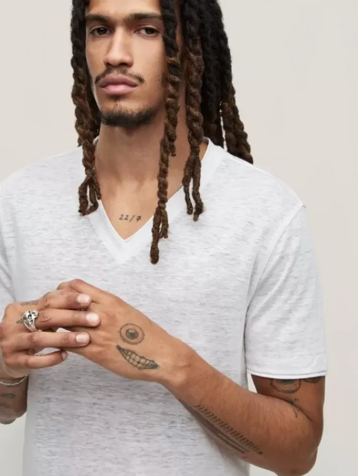 T-Shirts>John Varvatos WOOSTER V-NECK WHITE