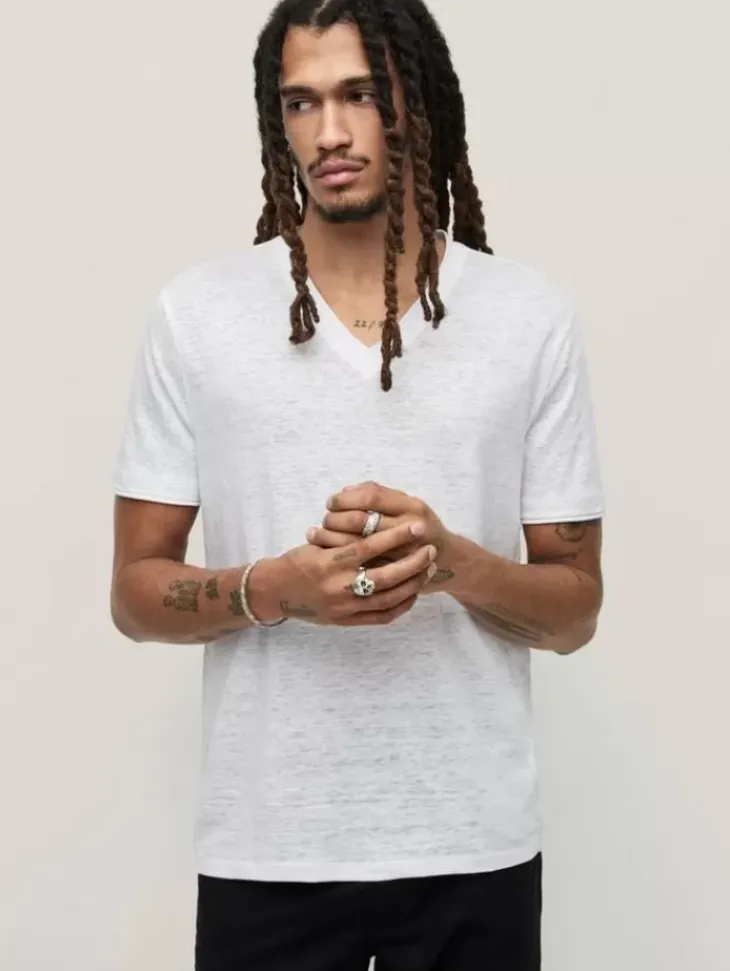 T-Shirts>John Varvatos WOOSTER V-NECK WHITE